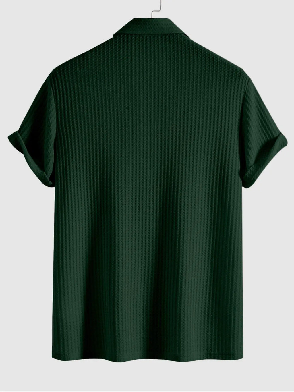 Jacquard-Strick-Poloshirt uni Grün Kurzarm