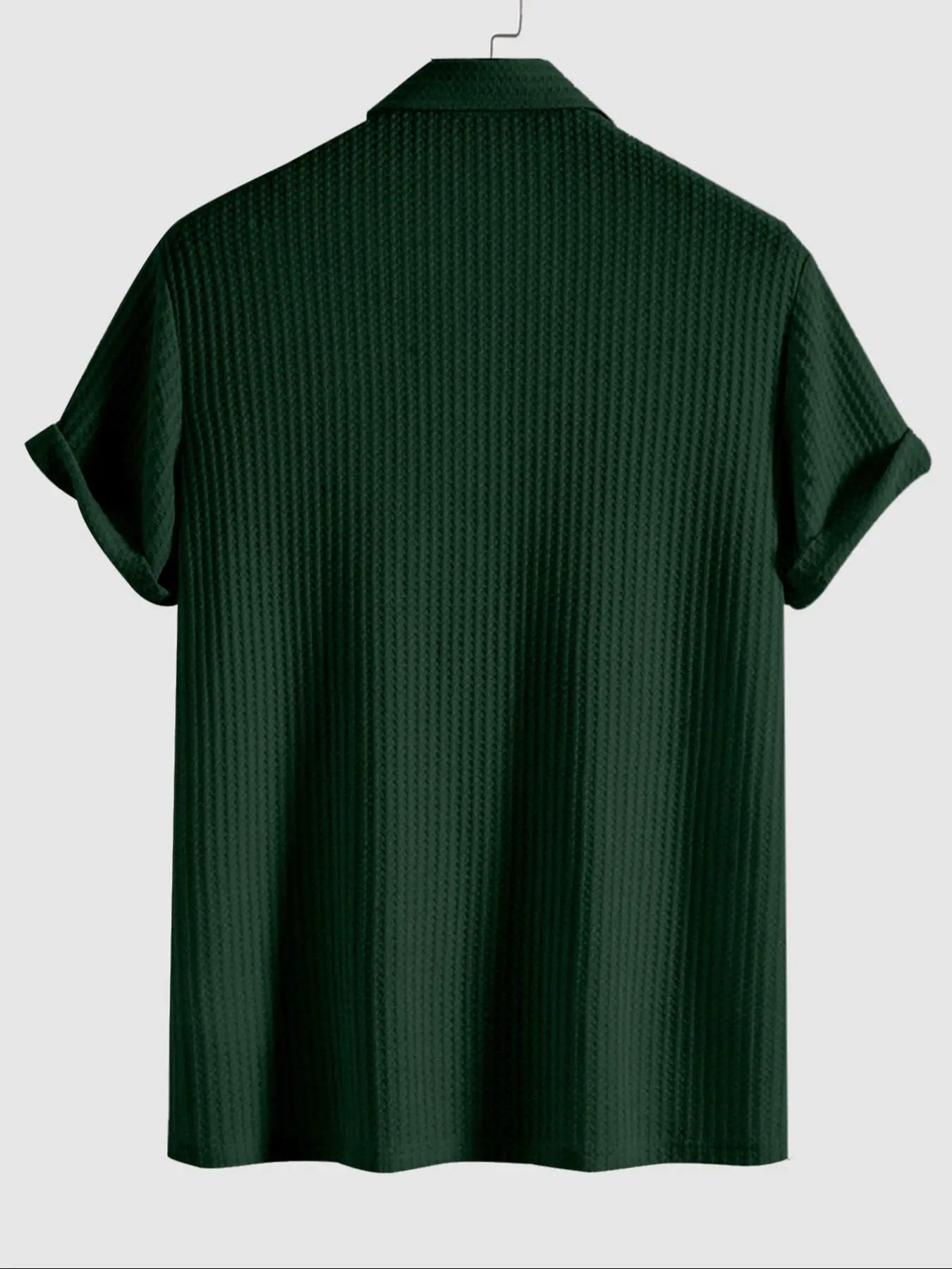 Jacquard-Strick-Poloshirt uni Grün Kurzarm