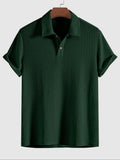 Jacquard-Strick-Poloshirt uni Grün Kurzarm