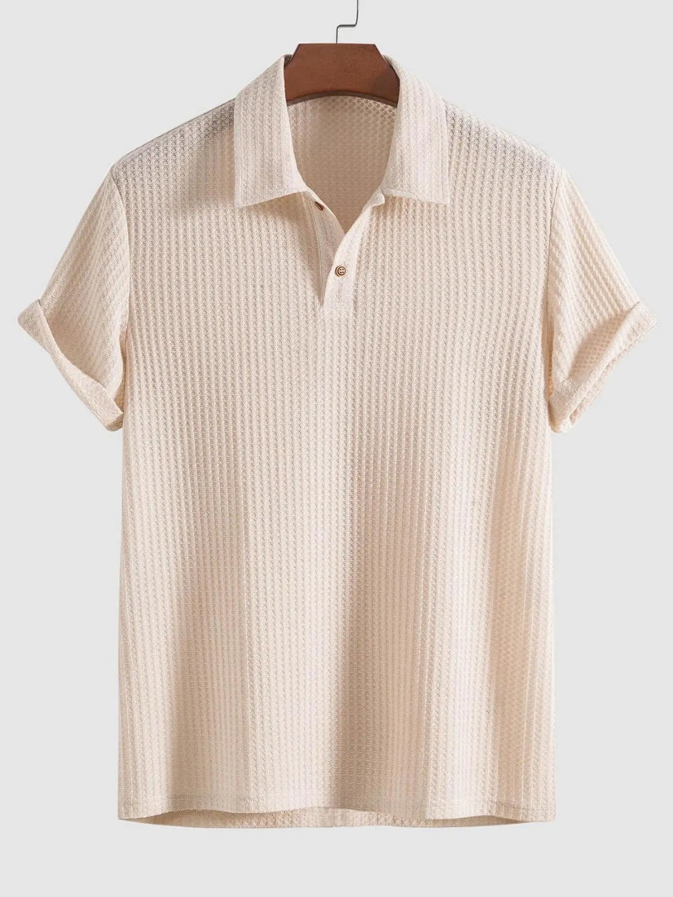 Aprikotfarbenes Jacquard-Strick-Polo