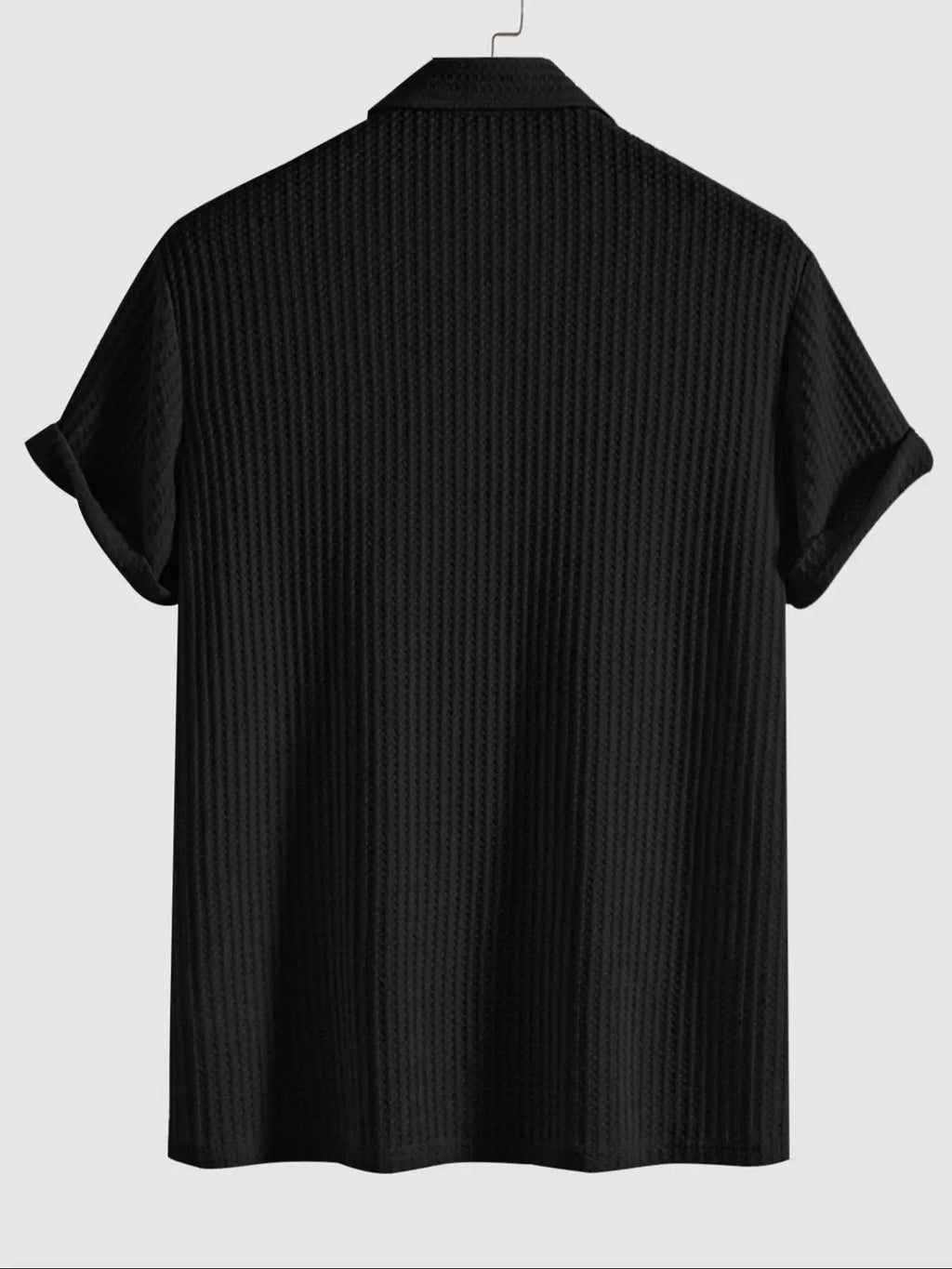 Jacquard-Strick-Poloshirt uni Grün Kurzarm