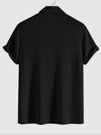 Jacquard-Strick-Poloshirt uni Grün Kurzarm
