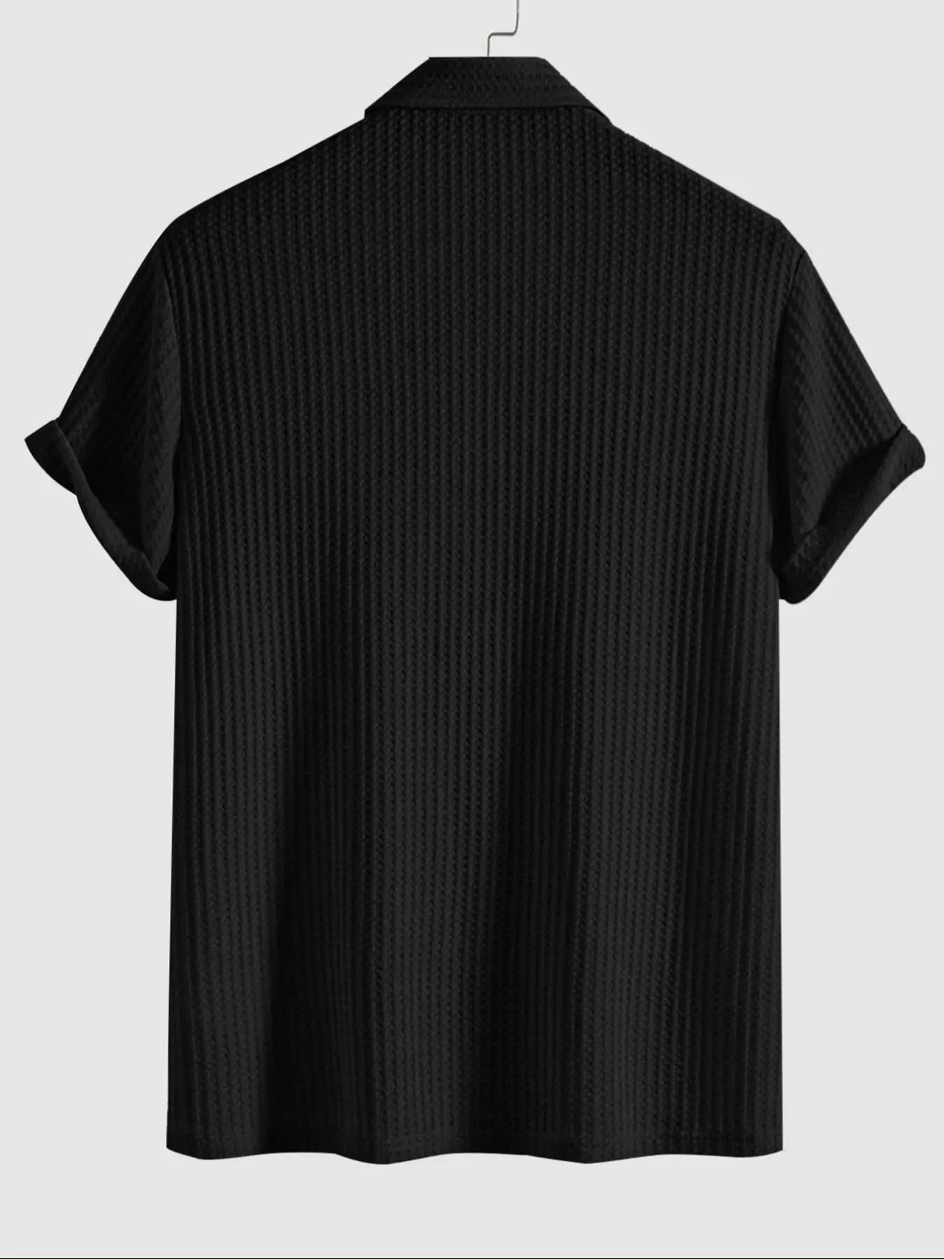 Jacquard-Strick-Poloshirt uni Grün Kurzarm