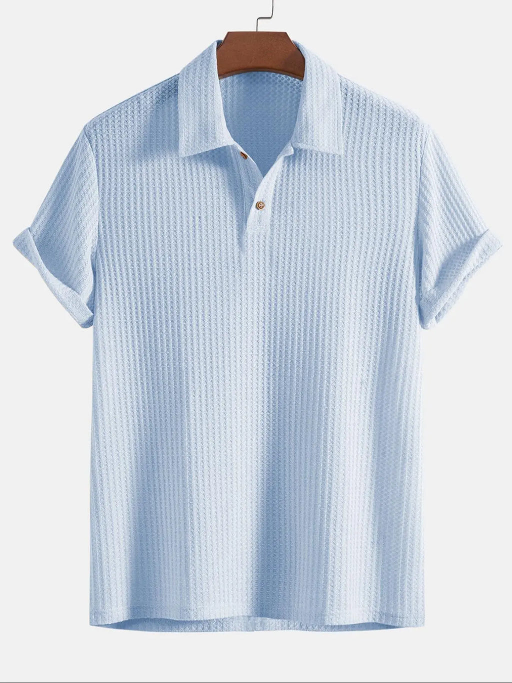 Jacquard-Strick-Poloshirt uni Grün Kurzarm