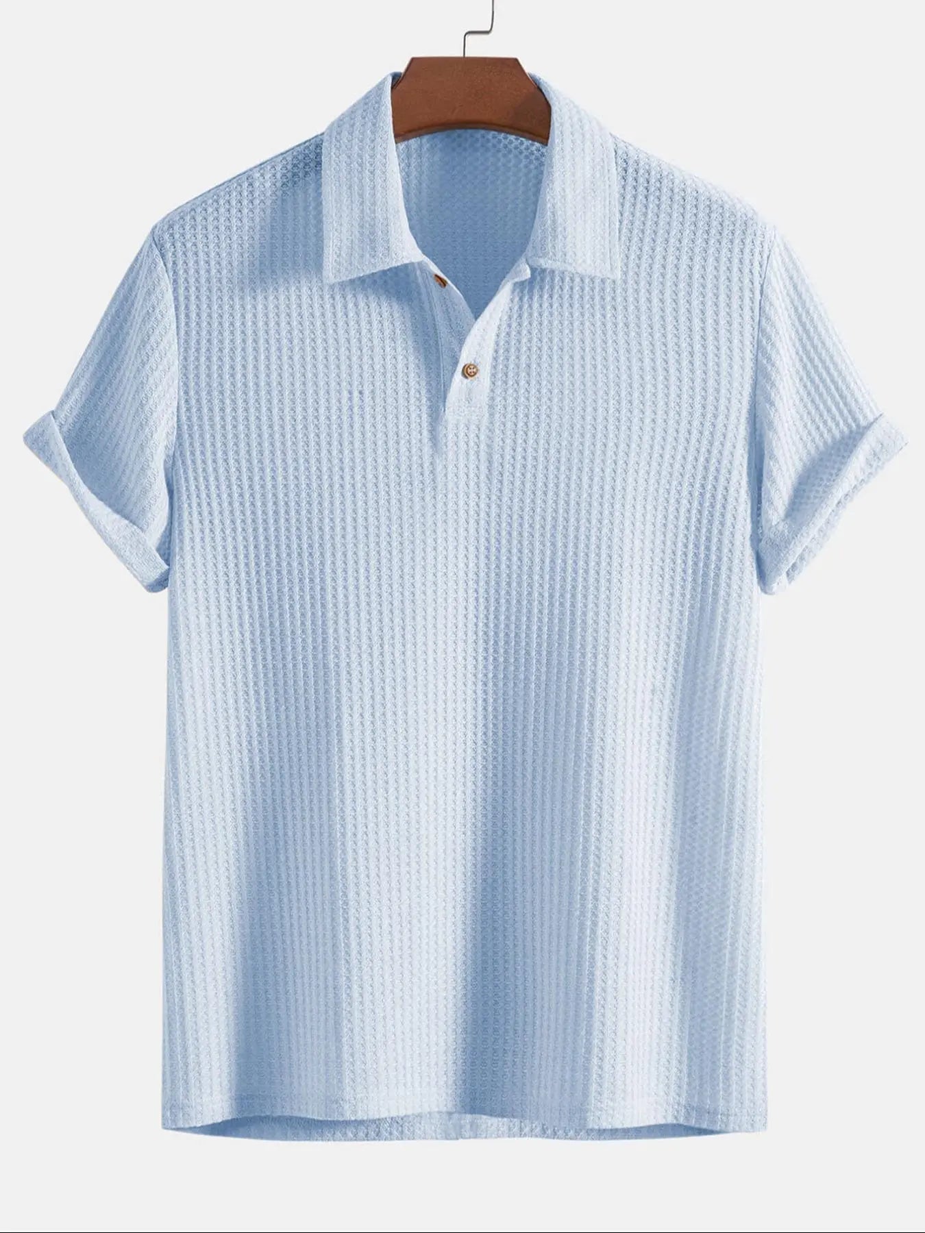 Hellblaues Jacquard-Strick-Polo