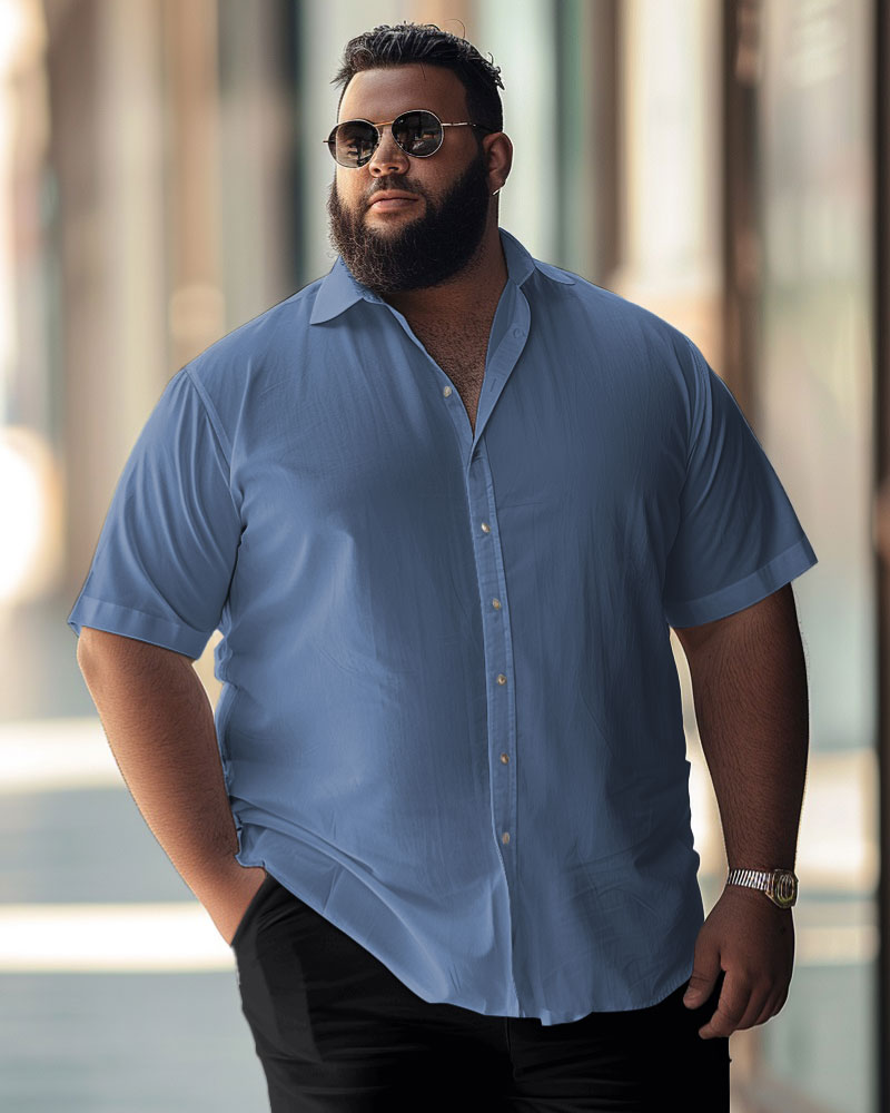 Men's Plus Size Business Causal Button Down Short Sleeve Shirt
