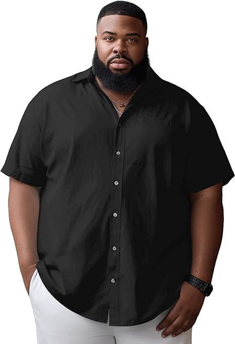Men's Big and Tall Casual Short Sleeve Button Up Vintage Summer Beach Vacation Shirts